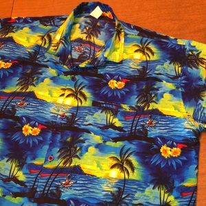 VTG OASIS Yellow Sunset Hawaiian Button Down Shirt
